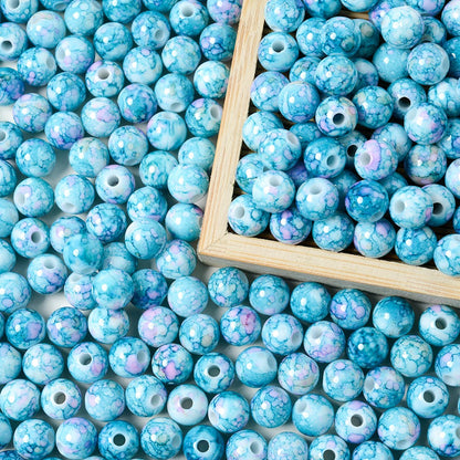100pcs 8mm Cracked Acrylic Loose Spacer Beads
