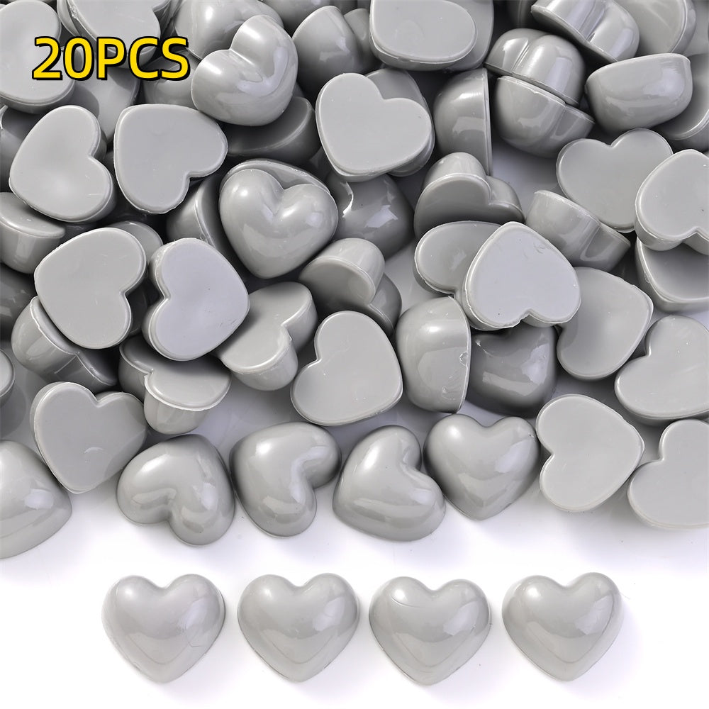 20/40pcs 12x13mm Colorful Heart Adhesive Beads