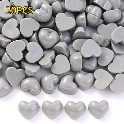 20/40pcs 12x13mm Colorful Heart Adhesive Beads