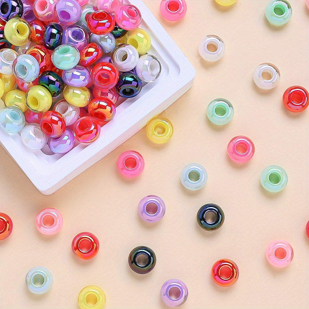 20pcs UV Plated Big Hole Acrylic Pony Beads