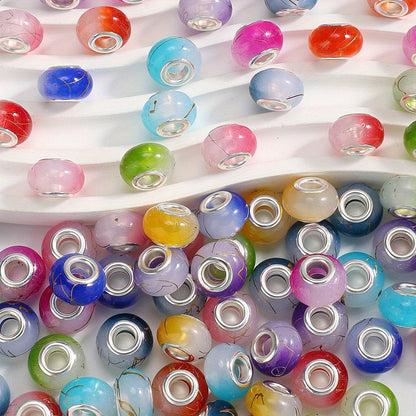 Multicolor Flat Round Acrylic Large Hole Spacer Beads