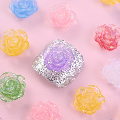 Fluorescent Camellia Acrylic Flatback Beads