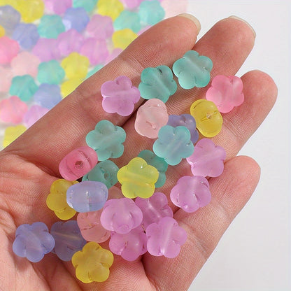 50pcs/lot Mixed Color Flower Acrylic Frosted Beads