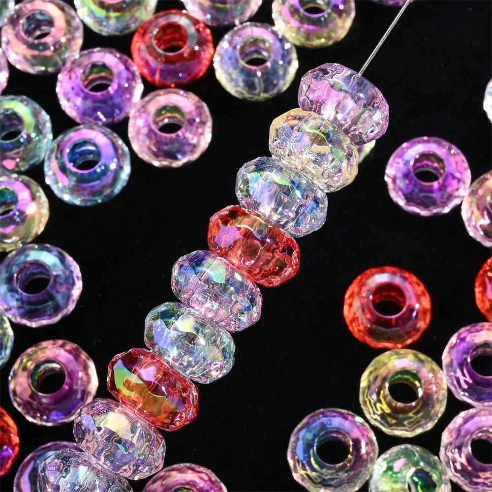 40pcs 9x15mm Random Mixed Color European Style Acrylic AB Large Hole Beads