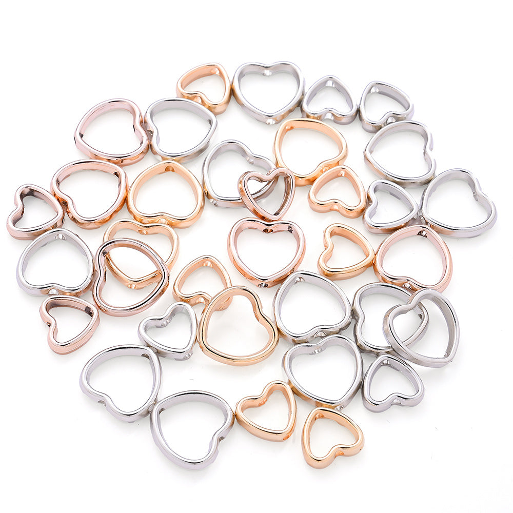 50pcs Golden & Silvery Heart-Shaped Plastic Beads