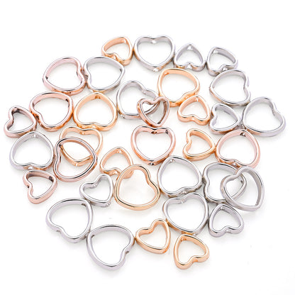 50pcs Golden & Silvery Heart-Shaped Plastic Beads