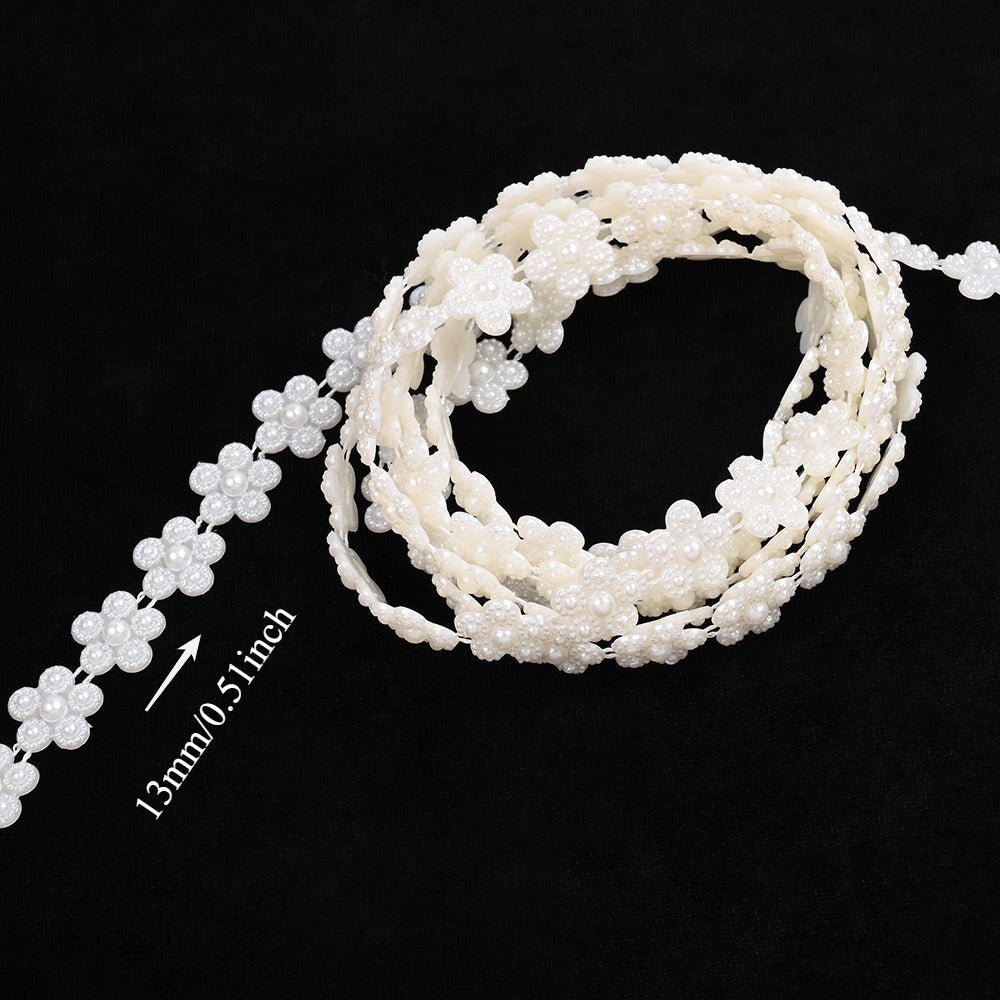 2m Imitation Pearl & Shell Rose Flower Bead Chain