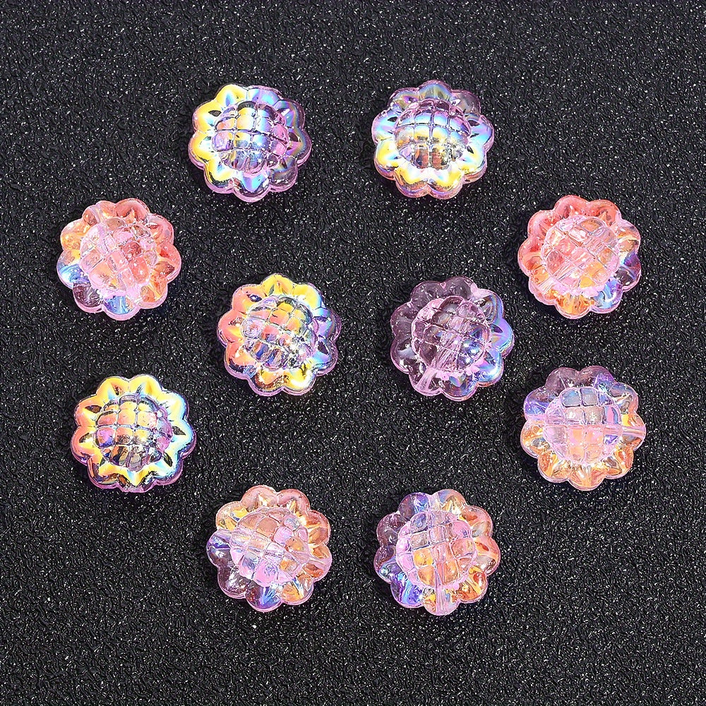 20PCS 15mm Transparent AB Sunflower Glass Jelly Spacer Beads