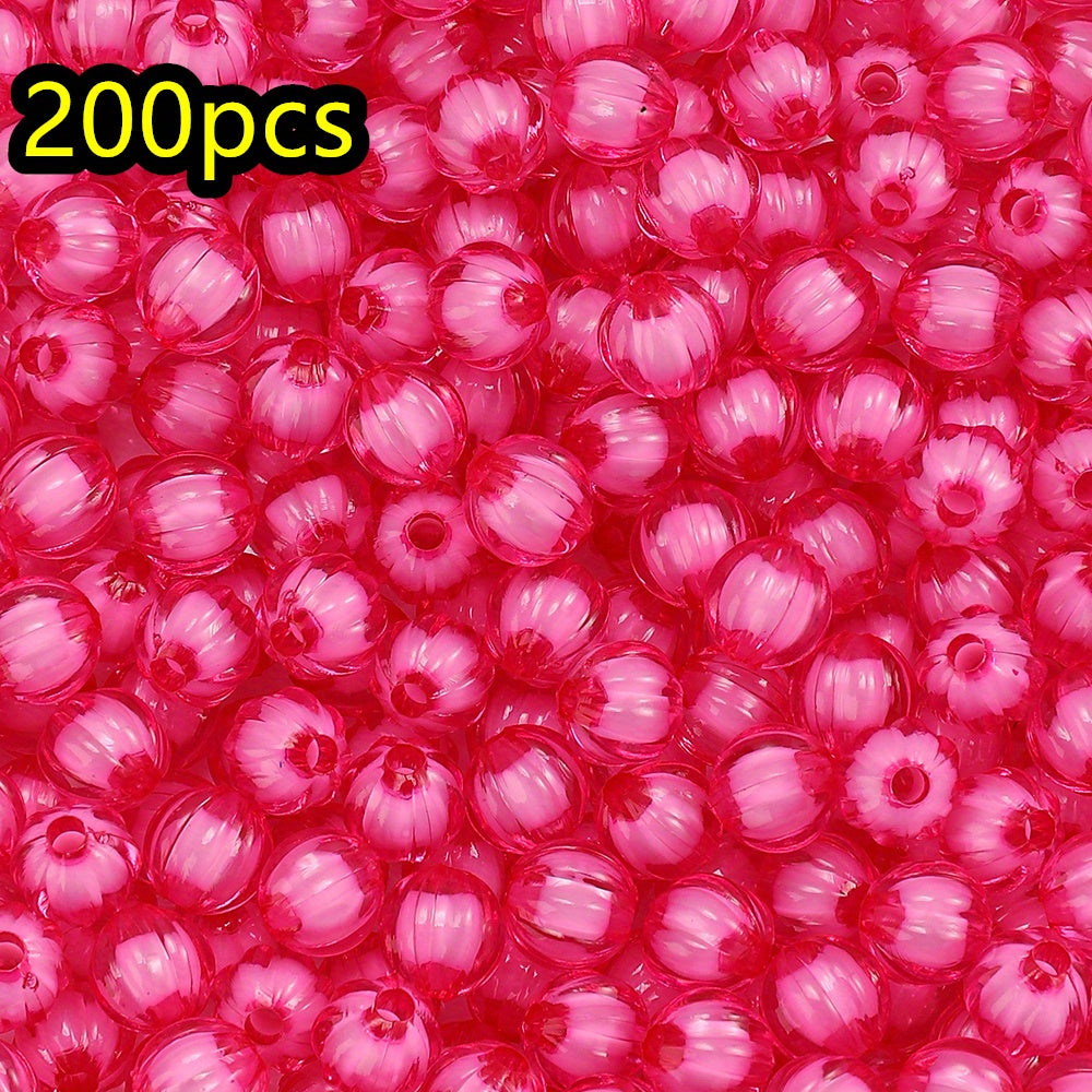 100/200pcs 8/10mm Transparent Inner Color Pumpkin Acrylic Beads