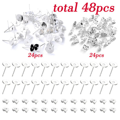 48-Piece Gold & Silver Earring Stud & Back Set