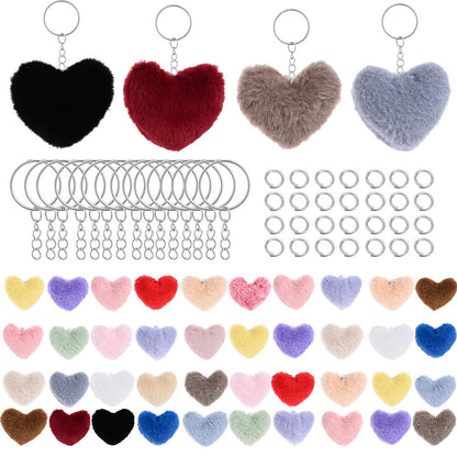 Pink Plush Peach Heart Keychain DIY Kit