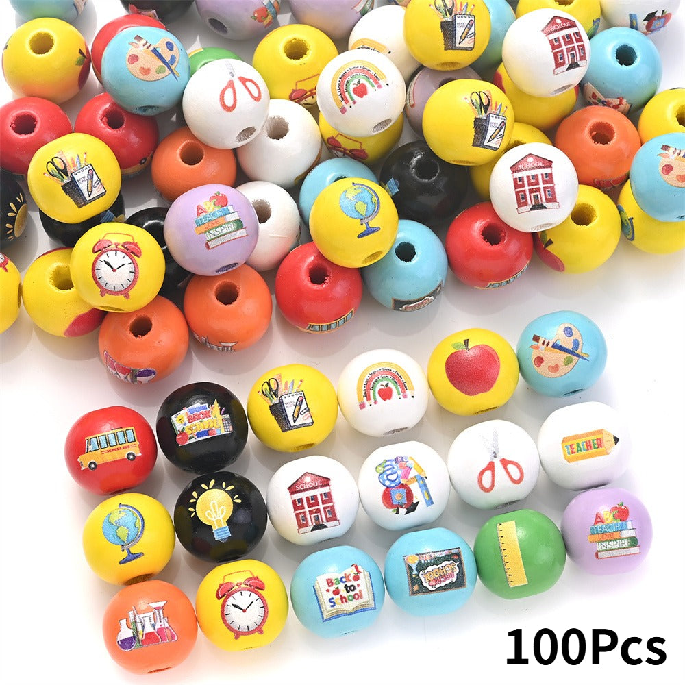 50/100pcs 16mm Colorful Round Punch Wooden Beads