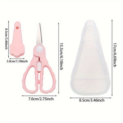 1PC Wave Heart Safety Scissors with Protective Cover