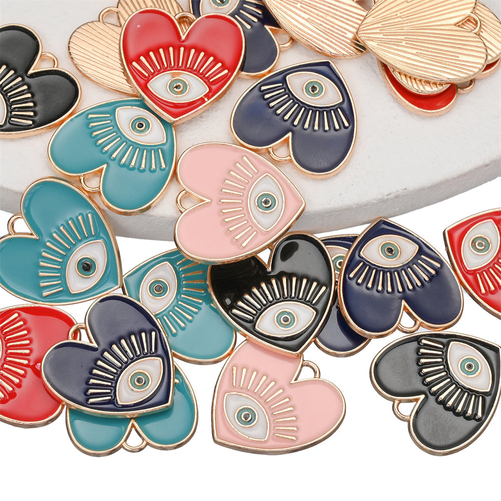 Evil Eye Heart Pendants Charms