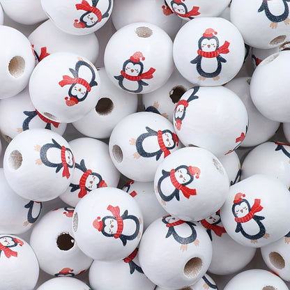 Christmas Wooden Pattern Beads