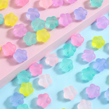 50pcs/lot Mixed Color Flower Acrylic Frosted Beads