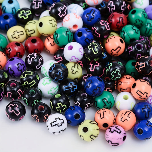 Round Cross Acrylic Beads
