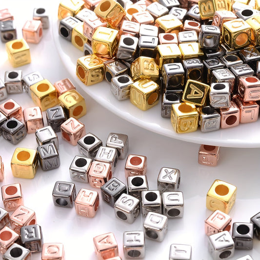 Retro Square CCB Letter Beads