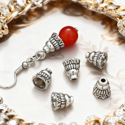 50pcs 7x8mm Tibetan Silver Flower Cap Alloy Beads