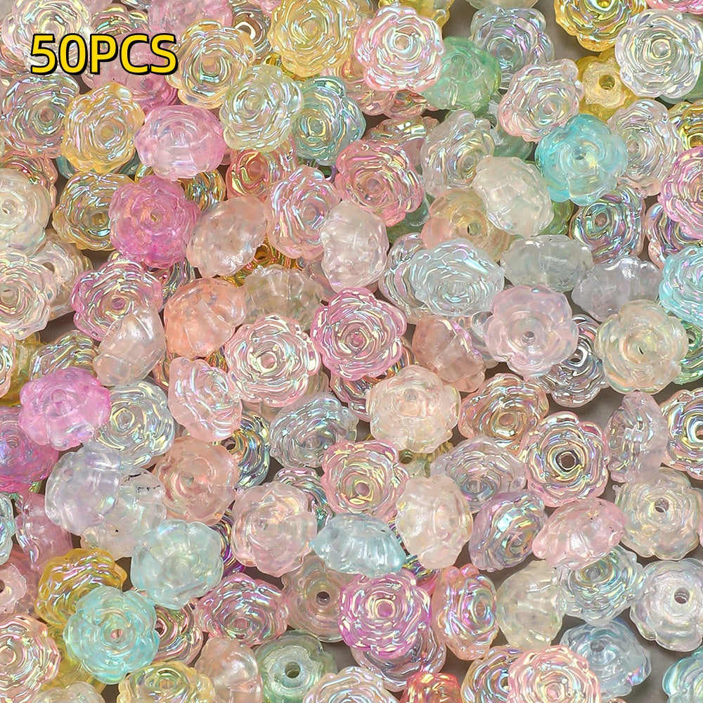 50pcs 8mm Glow-in-the-Dark Acrylic Flower Beads