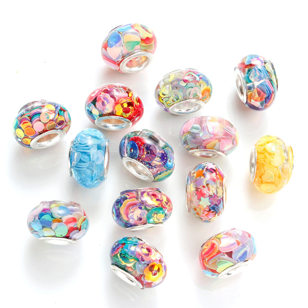 20PCS 9×14mm AB Mixed-Color Large-Hole Acrylic Beads