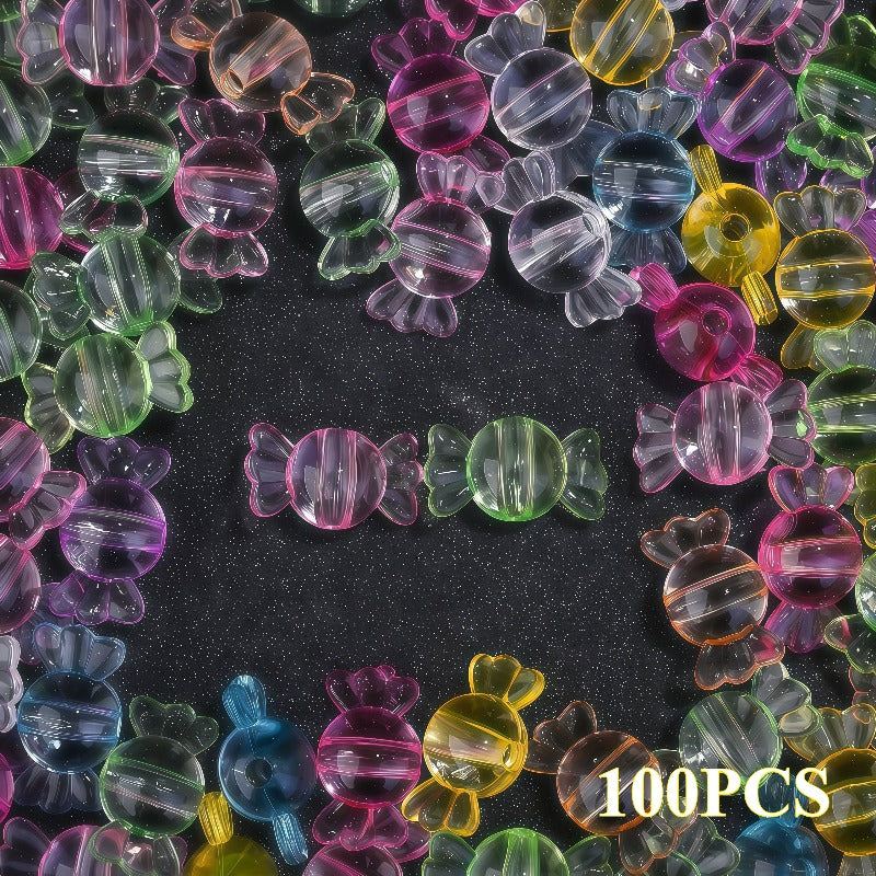 100pcs 8x17mm Candy-Shaped Acrylic Beads