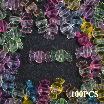 100pcs 8x17mm Candy-Shaped Acrylic Beads