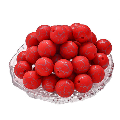 10pcs Crack Printed Silicone Spacer Beads