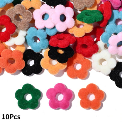Flocked Flower Resin Beads