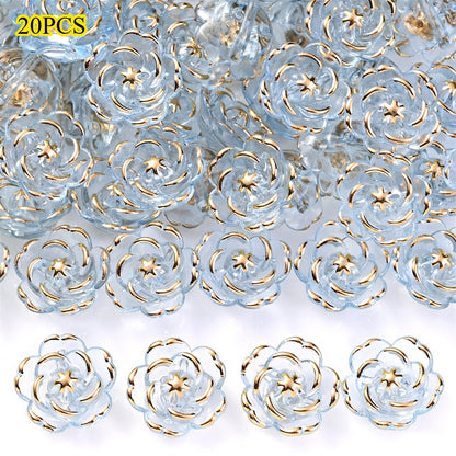 Transparent Camellia Flower Acrylic Beads