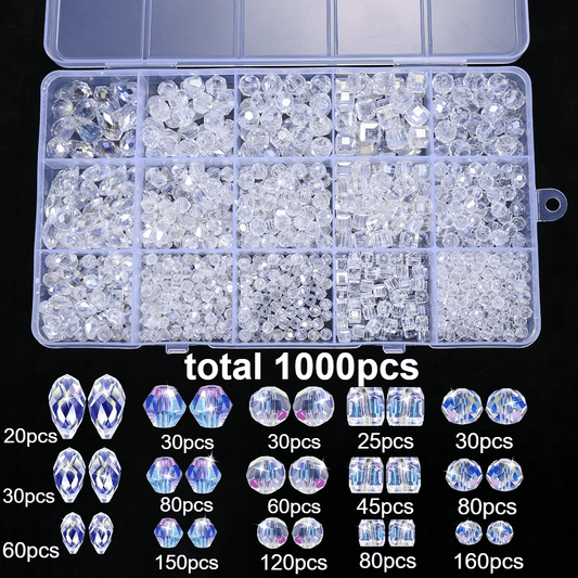 1000pcs/set Transparent AB Crystal Glass Bead Kit