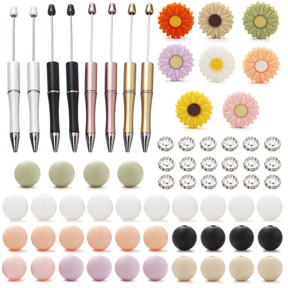 Mix Style Silicone Beads Set with Beading Pens