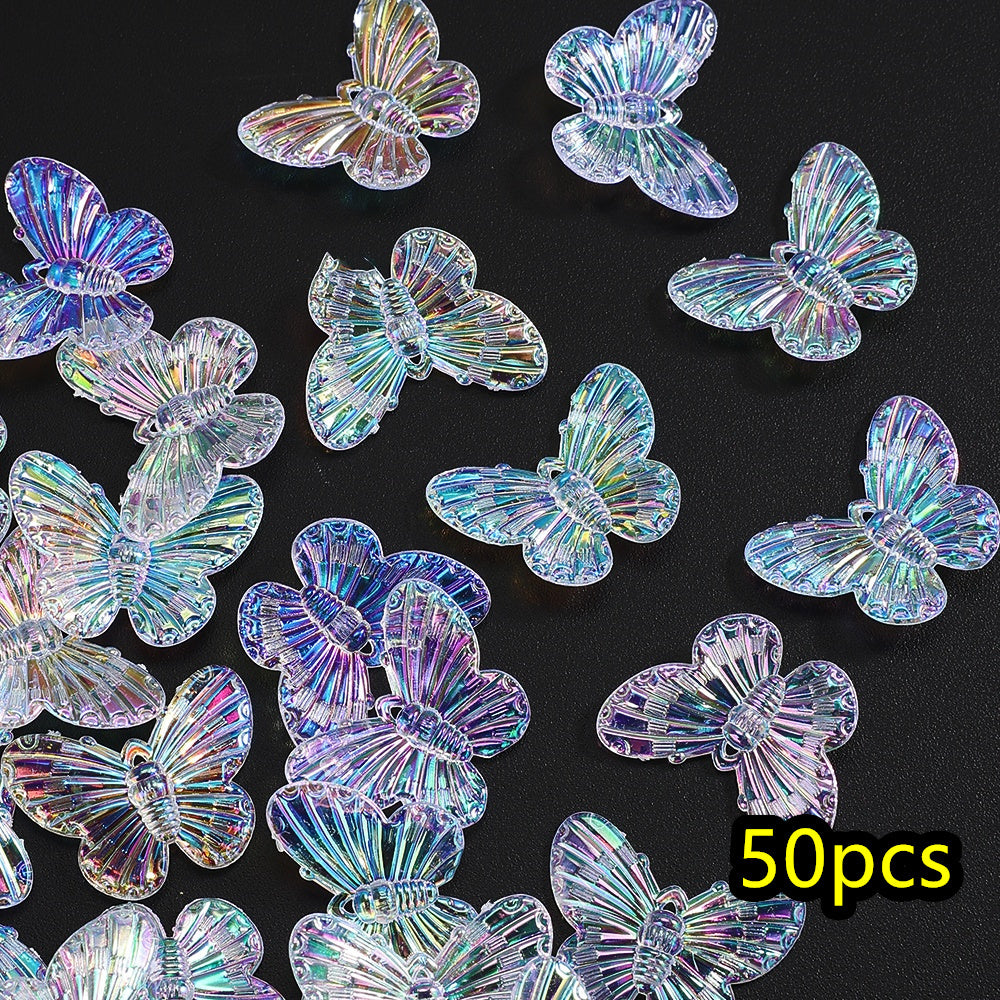 50pcs/set 22x29mm UV Color Butterfly Acrylic Beads