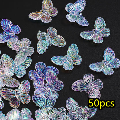 50pcs/set 22x29mm UV Color Butterfly Acrylic Beads