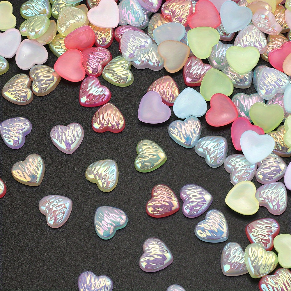 30pcs/set Mini 3D Heart Acrylic Cabochon Beads
