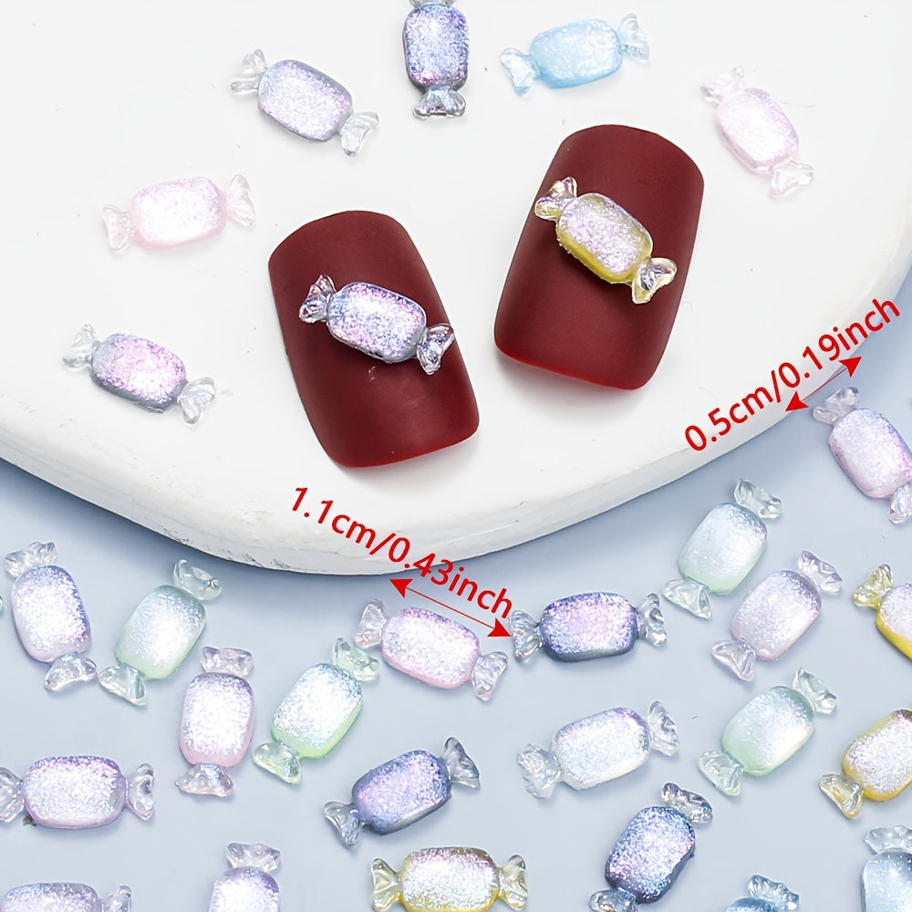 100PCS 11×5mm Glitter Candy Resin Embellishments