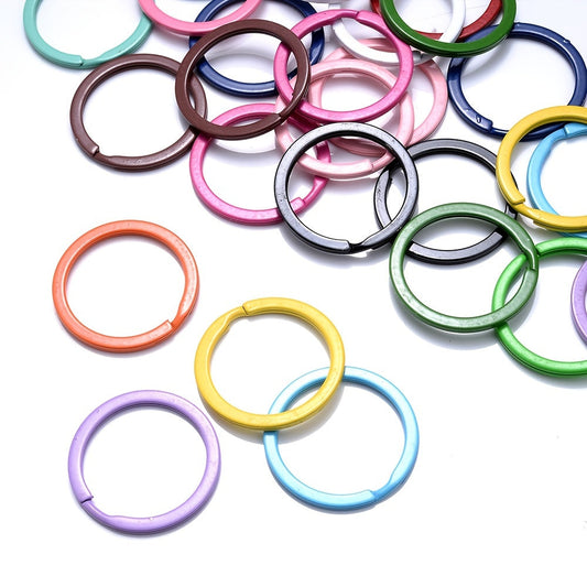 10PCS 30mm Multicolor Alloy Keychain Ring Set