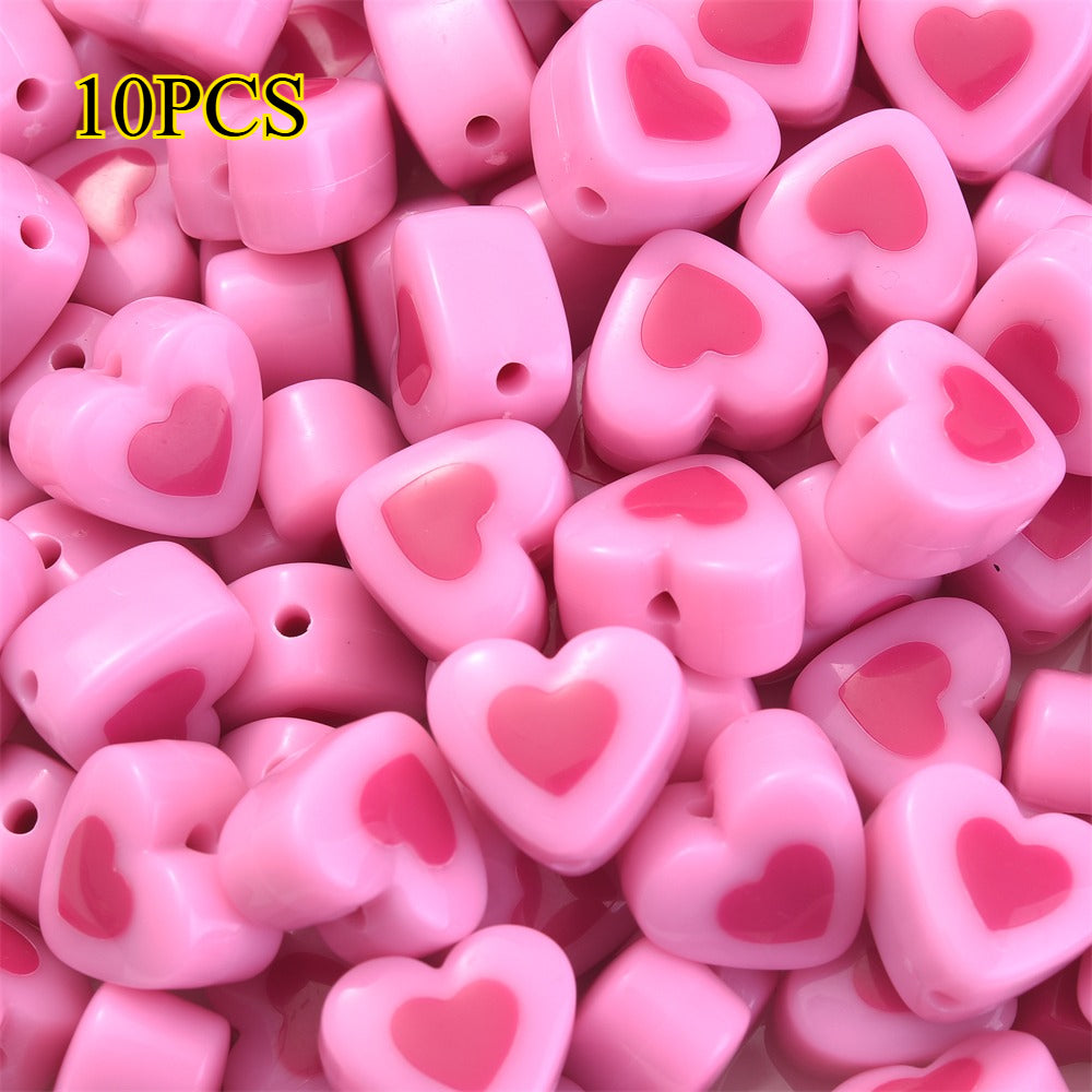10pcs 17x15mm Sandwich Heart Acrylic Beads