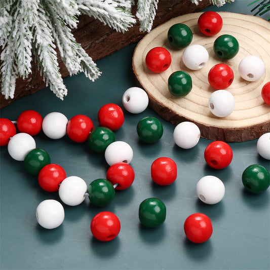 20pcs 16mm Christmas Round Wooden Beads