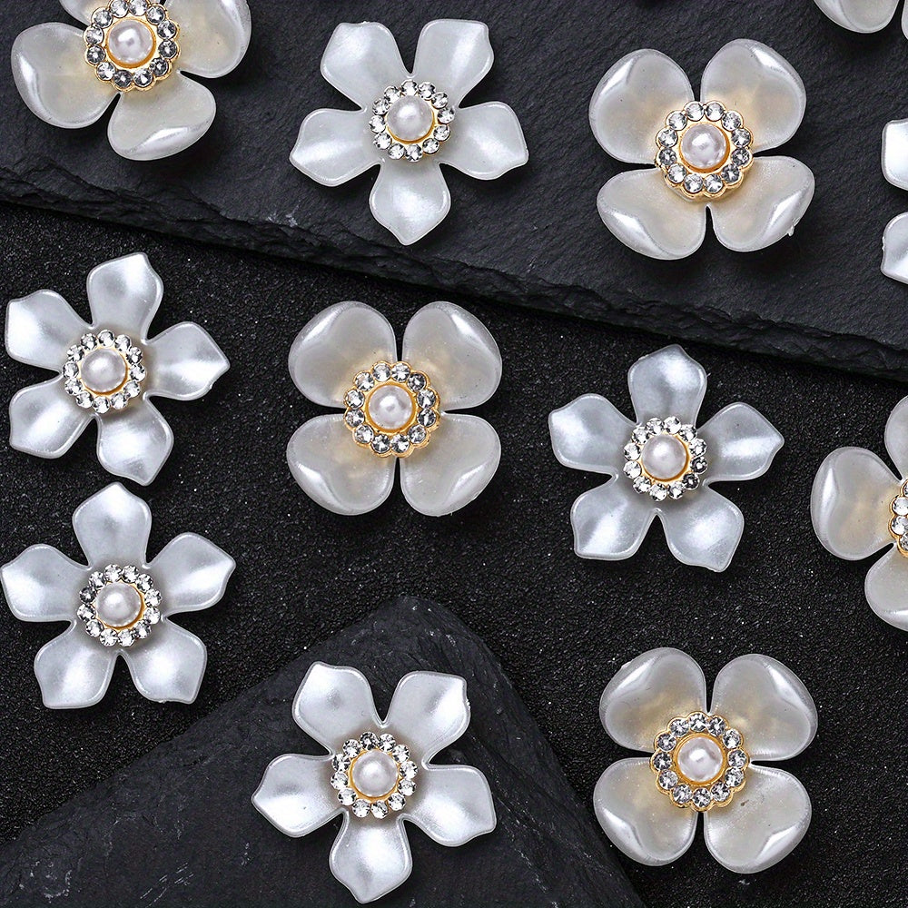 20pcs/set Flower Charm Beads with Artificial Pearl and Rhinestone
