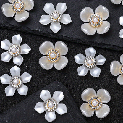 20pcs/set Flower Charm Beads with Artificial Pearl and Rhinestone