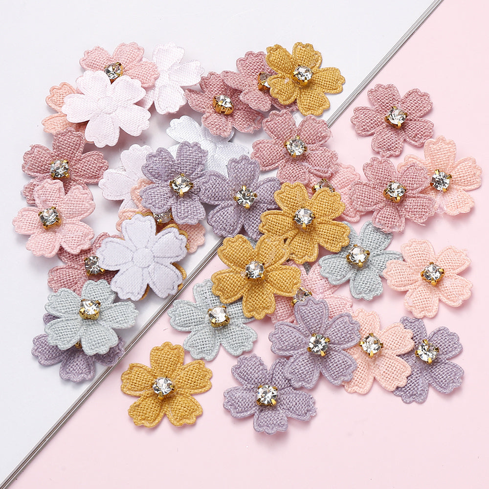 2.1x2.1 cm Rhinestone Flower Sewing Patches