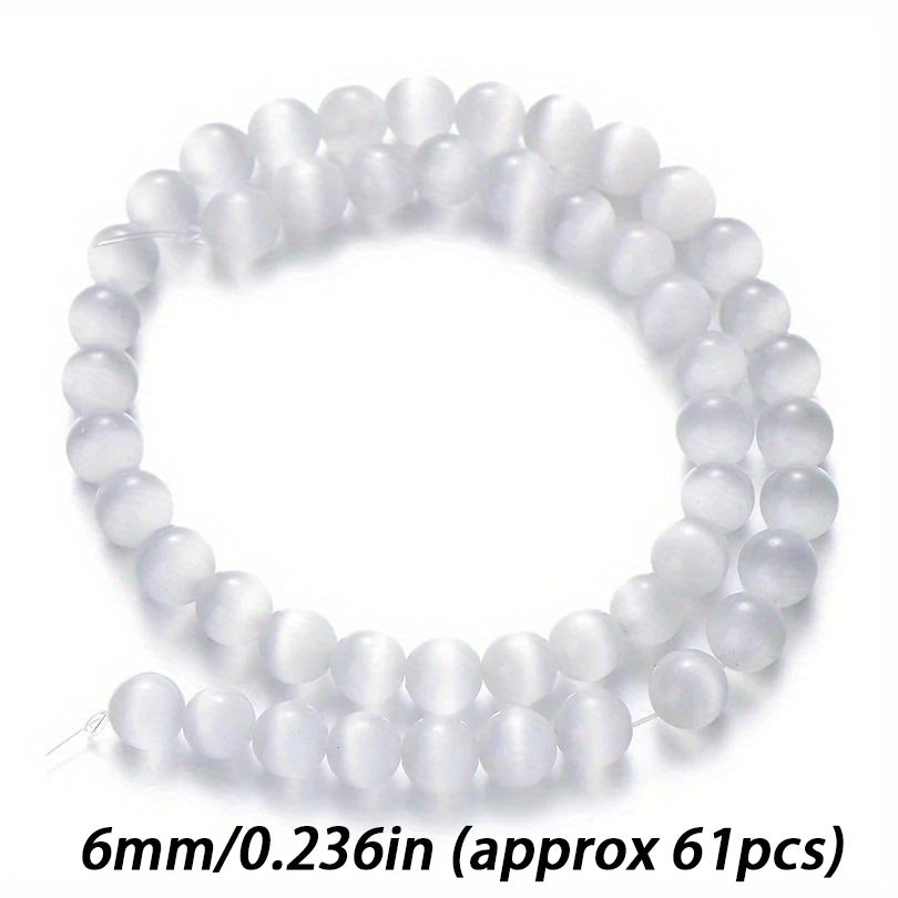 6/8/10mm White Celar Cat Eye Round Spacer Beads Stone Loose Beads