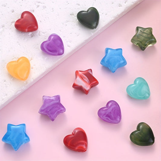 Stained Acrylic Star & Heart Beads