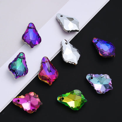AB-Plated Glass Maple Leaf Pendant Charms