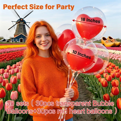 Bubble & Red Heart Balloon Set