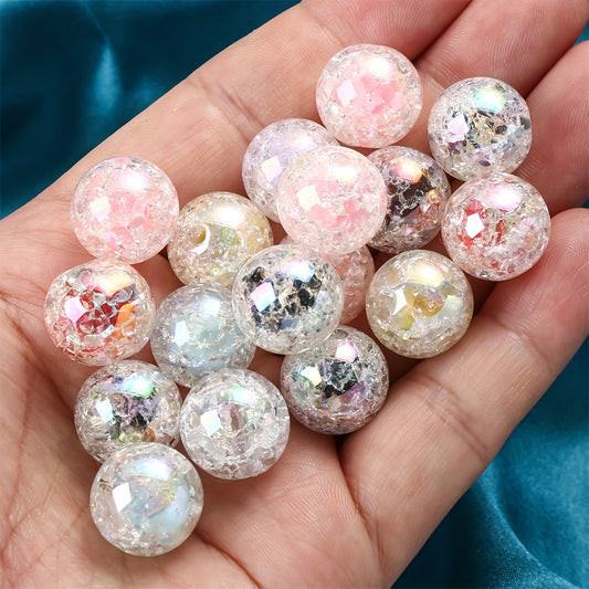 10PCS 16mm Multicolor Glitter Resin Bead Set