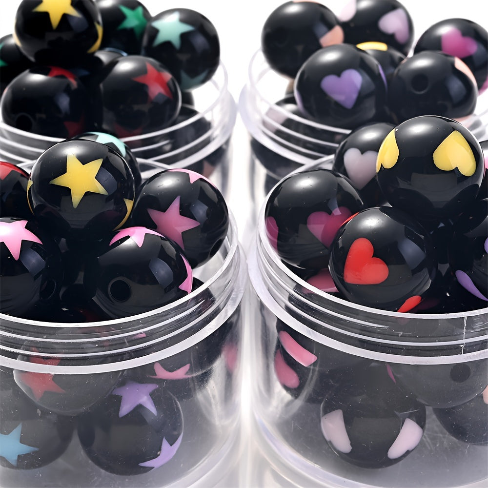 Black Heart Star Acrylic Spacer Beads