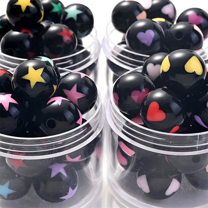 Black Heart Star Acrylic Spacer Beads