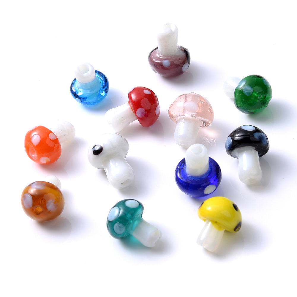 30pcs 10x14mm Mushroom Glass Beads
